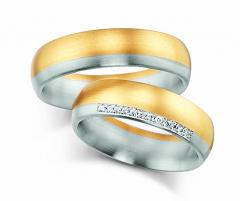 585Graugold , seidenmatt,  Fischer Blanco oro amarillo Los anillos de boda